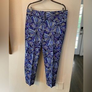 Pappagallo Lined Ankle Pant  Sz 12 - Paisley Design Colorful & Fun EXCELLENT